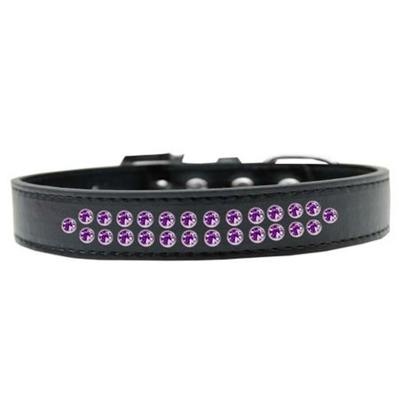 UNCONDITIONAL LOVE Two Row Purple Crystal Dog CollarBlack Size 12 UN851327